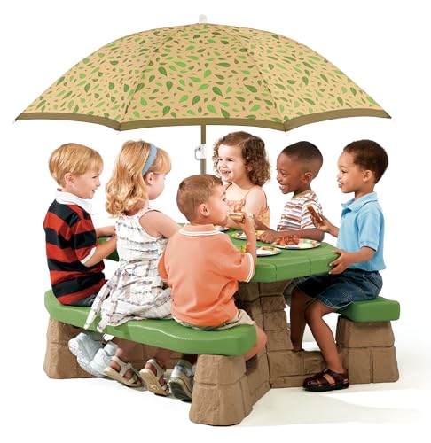 Blue & Green Kids Picnic Table with Removable Umbrella L9185