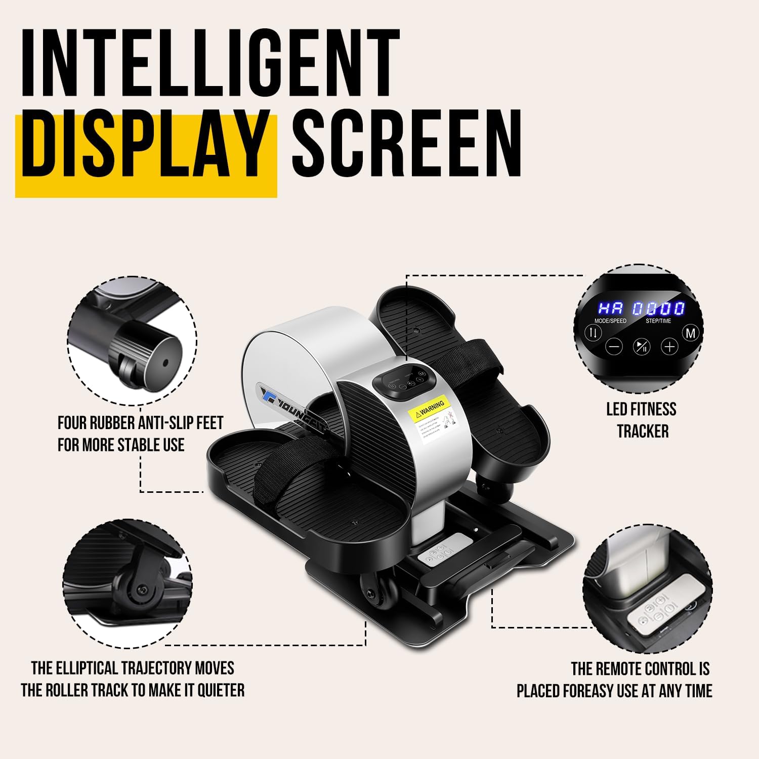 Portable Electric Seated Pedal Ellipse Machine with Remote and App Control, LCD Display I64237