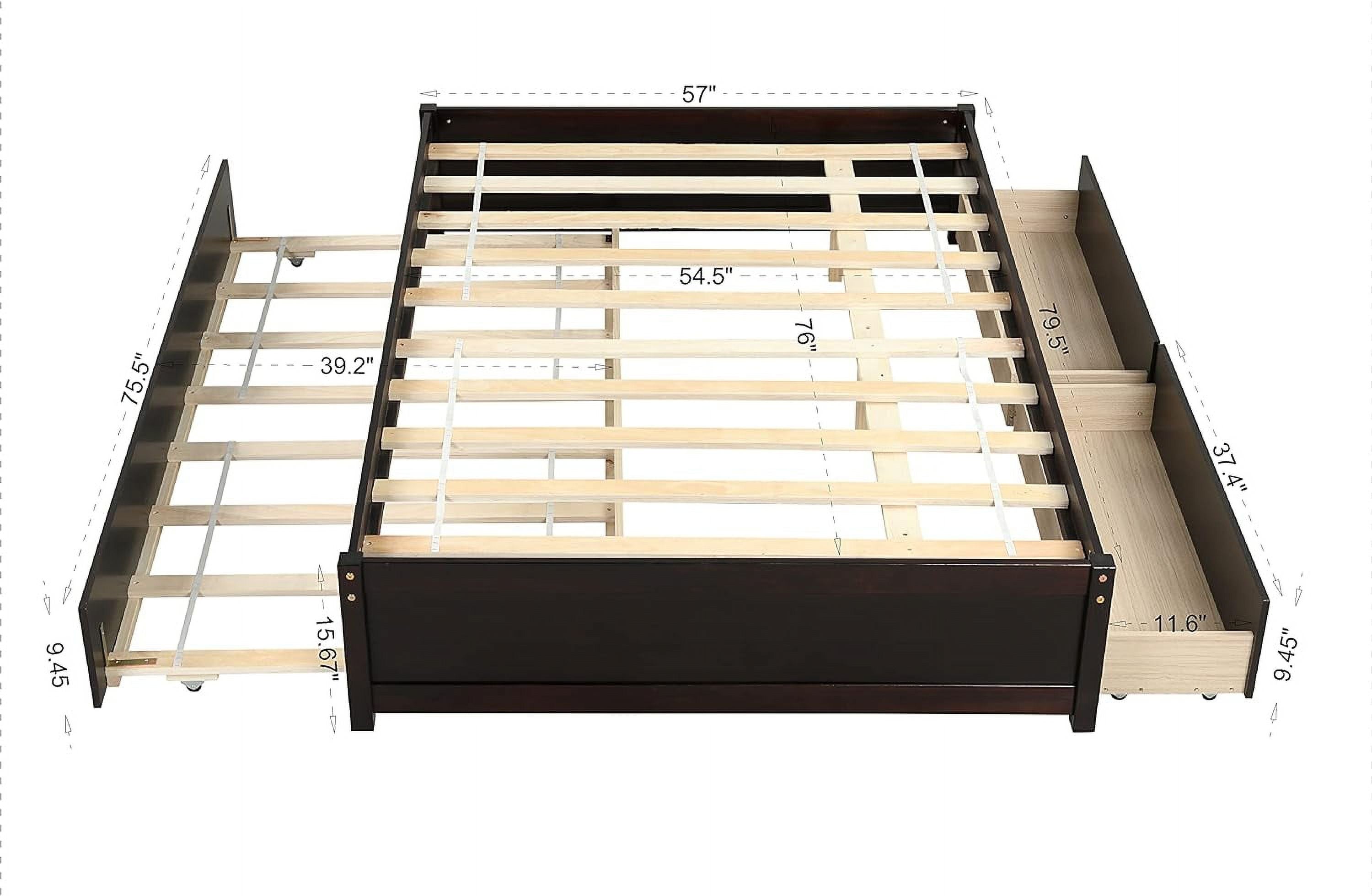 Full Size Wood Platform Bed with Trundle and Drawers C82380