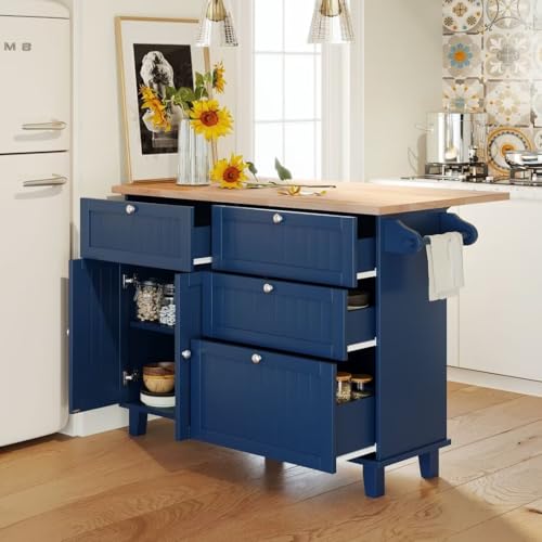 3-Piece White Kitchen Island Set with Storage Cabinet, Drawers and Towel Rack K368