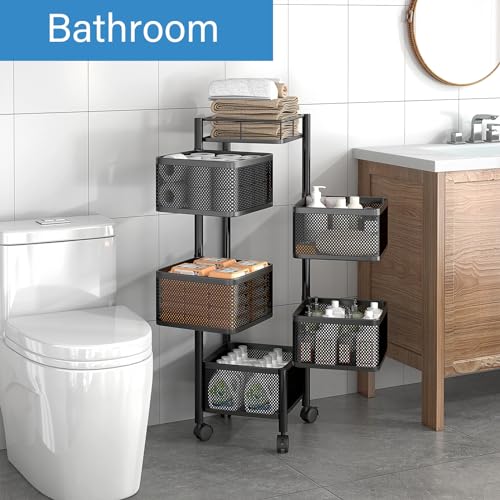 5 Tier Black Rolling Storage Cart K219372