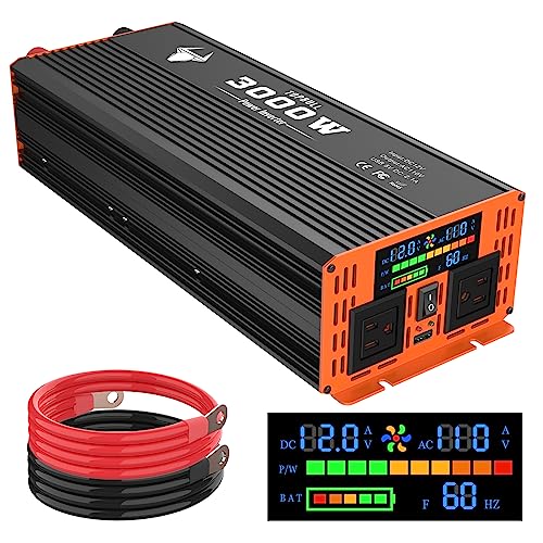 3000 Watt Power Inverter, 12V DC to 110V AC Converter, with LED Display, Dual AC Outlets, USB Port Z43685
