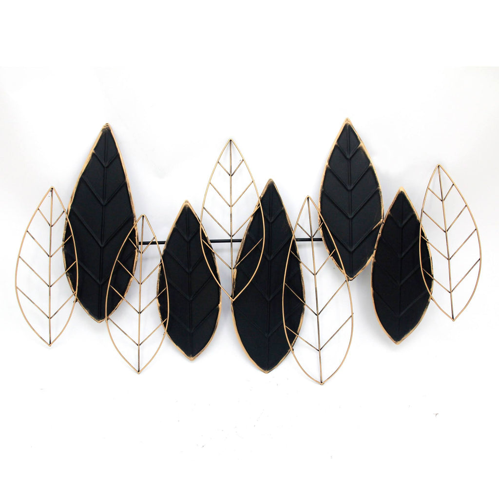 Black/Gold Metal Leaf Wall Decor T79882