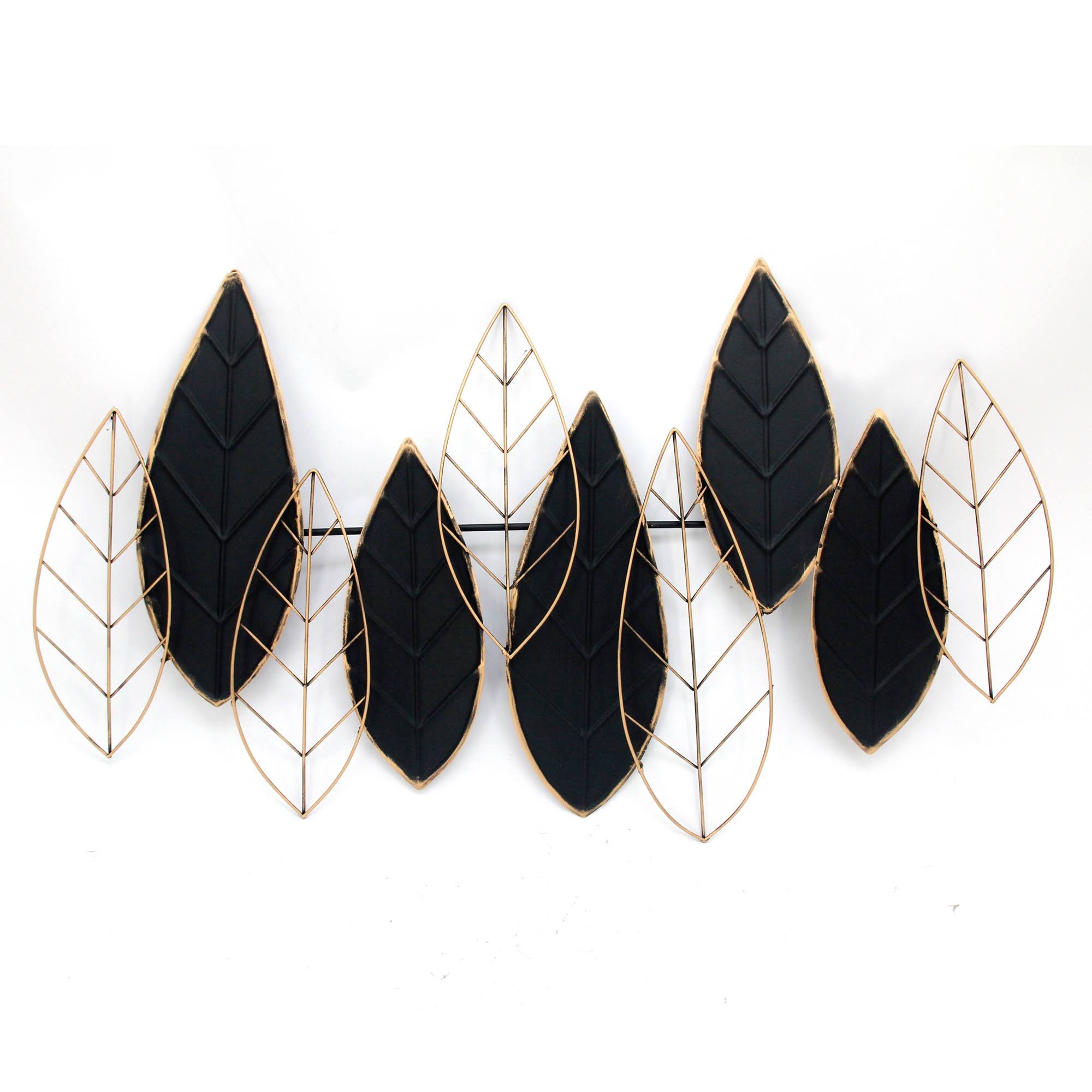Black/Gold Metal Leaf Wall Decor T79882