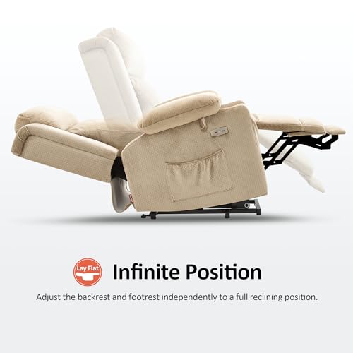 Large Dual Motor Power Lift Recliner Chair with Massage and Heat, Fabric (Grey, Large) Y6730
