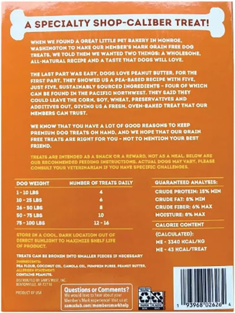 Grain Free Peanut Butter Flavored Dog Treats 5 Pound N6367