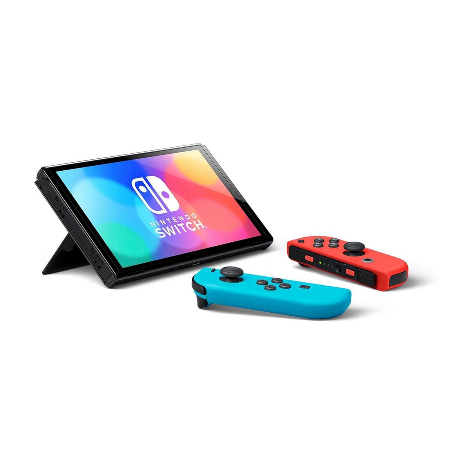 Nintendo Switch OLED Model (Neon Red/Blue) with Extra Joy-Con (Red/Blue), Dock, Joy-Con Grips and Straps, Portable Case and Earphones Z694245