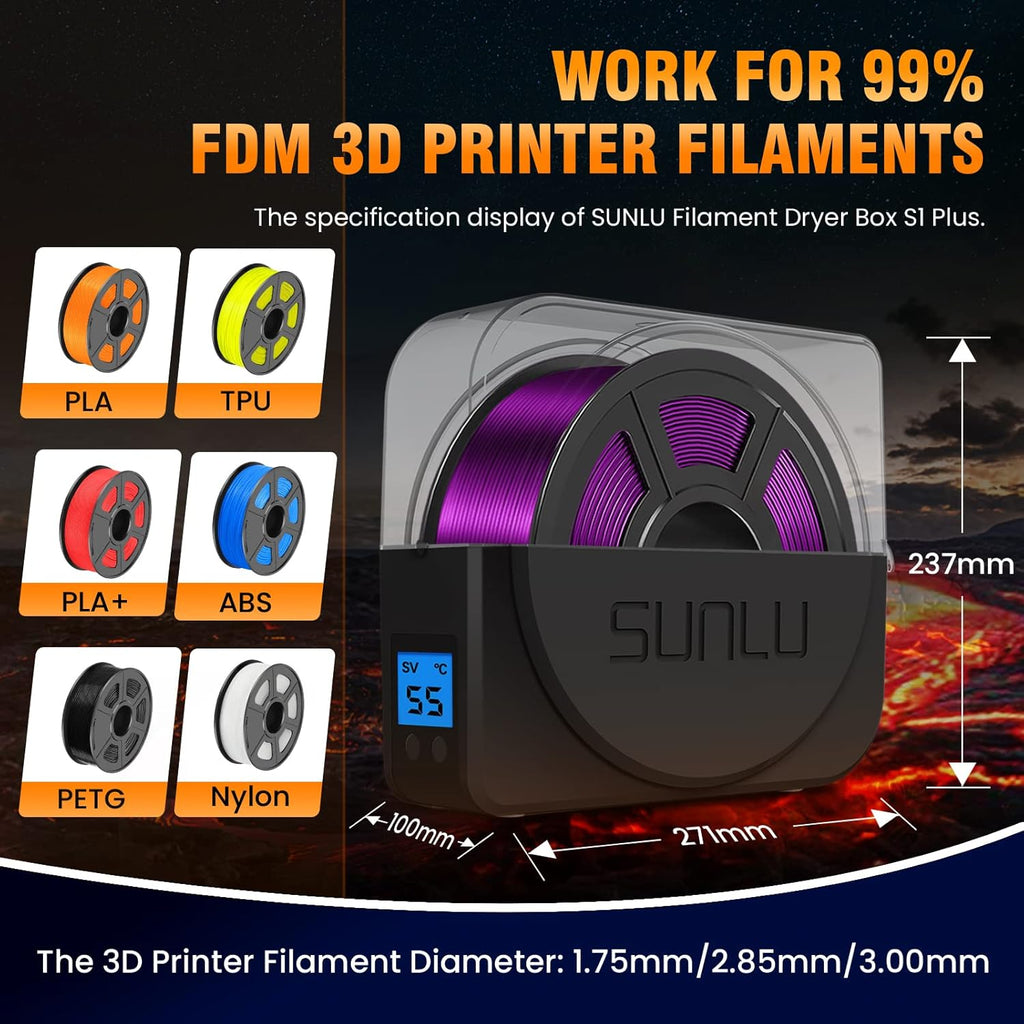 Black Filament Dryer Box Compatible with PLA PETG ABS P431