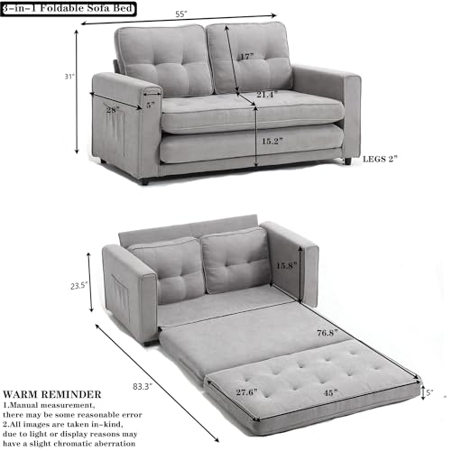 Dark Grey Convertible Folding Futon Sofa Bed N4840