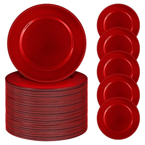 24 Pcs Gold 13" Round Beaded Plastic Charger Plates J325