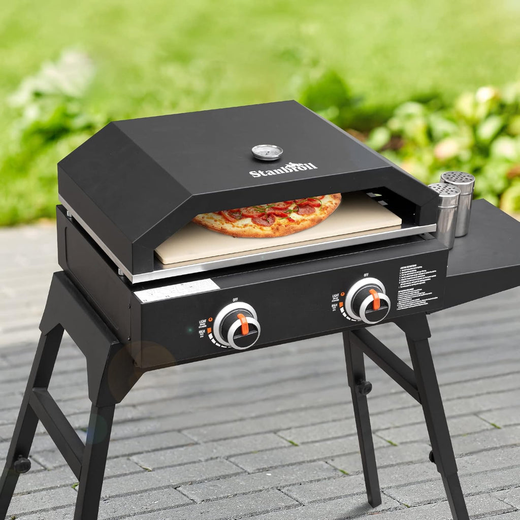 Outdoor Pizza Oven with Temperature Gauge, 17.3 in. x 12 in. Pizza Stone Y77167