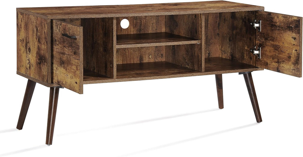 Rustic Brown TV Stand with 2 Doors & Open Shelves H85101
