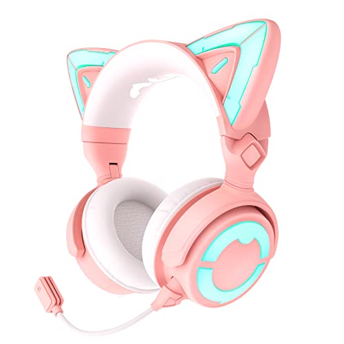 Cat Ear Headphones Wireless Bluetooth Noise Cancelling Headphones RGB Gaming Headset with Mic X3359