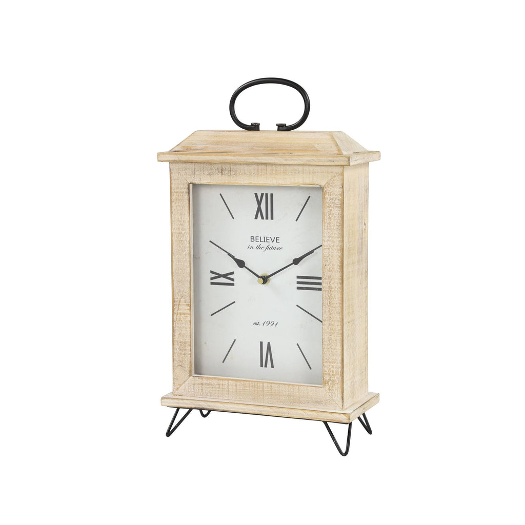 Rectangular Beige Wooden Table Clock O841