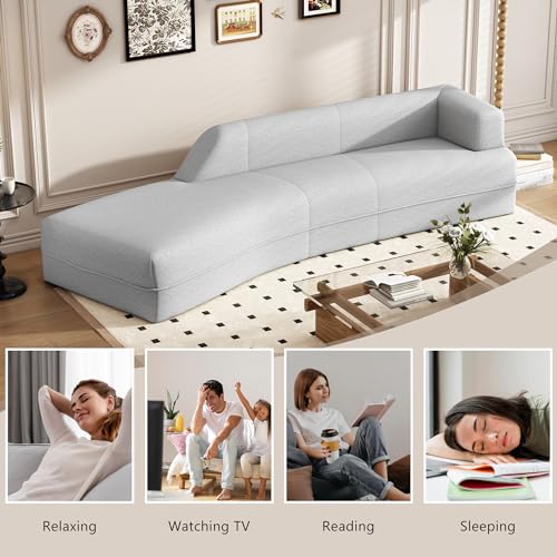 Grey Curved Chaise Lounge Sofa K66667