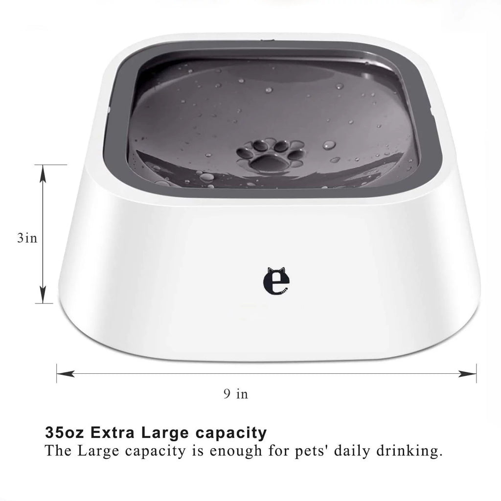 35OZ No-Spill Slow Water Feeder Dog Bowl GREY I84913