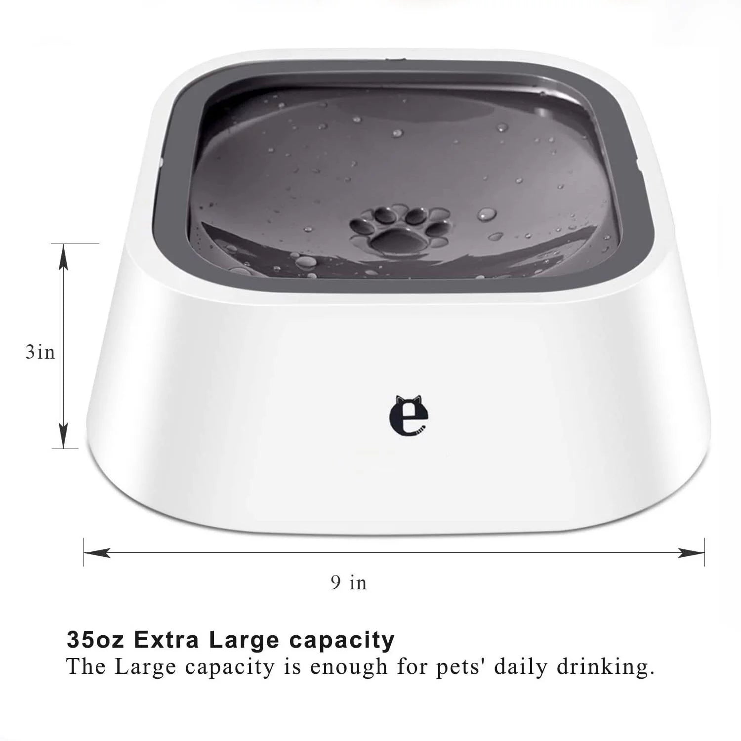 35OZ No-Spill Slow Water Feeder Dog Bowl GREY I84913