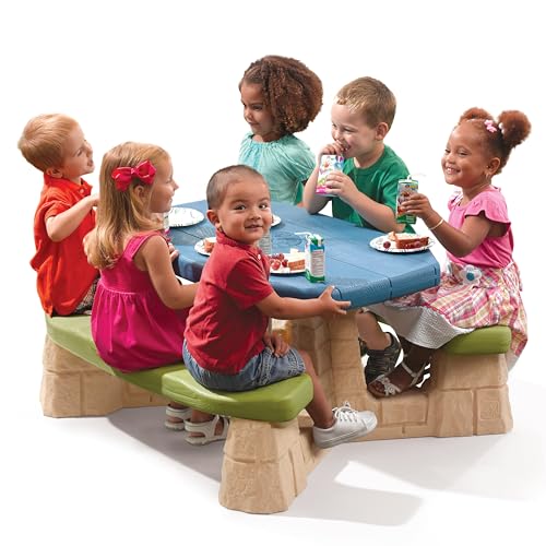 Blue & Green Kids Picnic Table with Removable Umbrella L9185