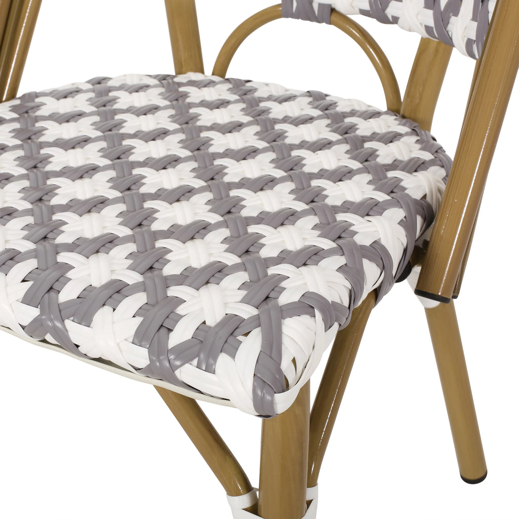Set of 4 Gray White Bamboo Finish Outdoor Bistro Chair P690