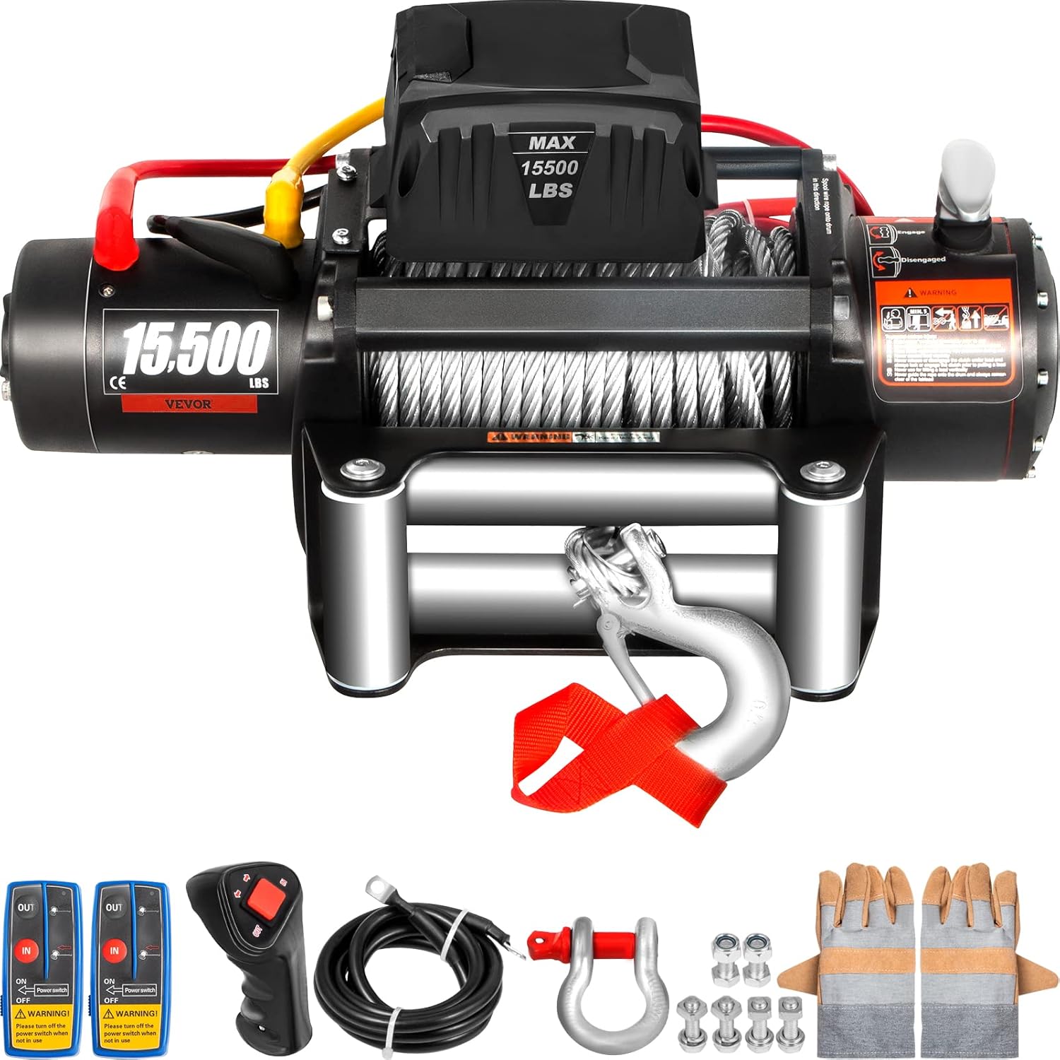 15500lb 12V Electric Winch with Wireless Remote Control K451071