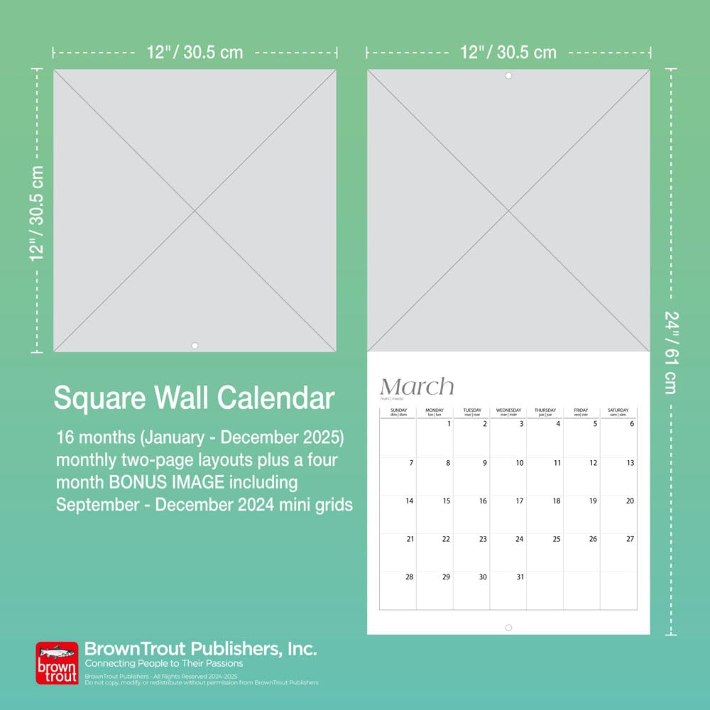 12 x 24 Inch Monthly Square Wall Calendar X708