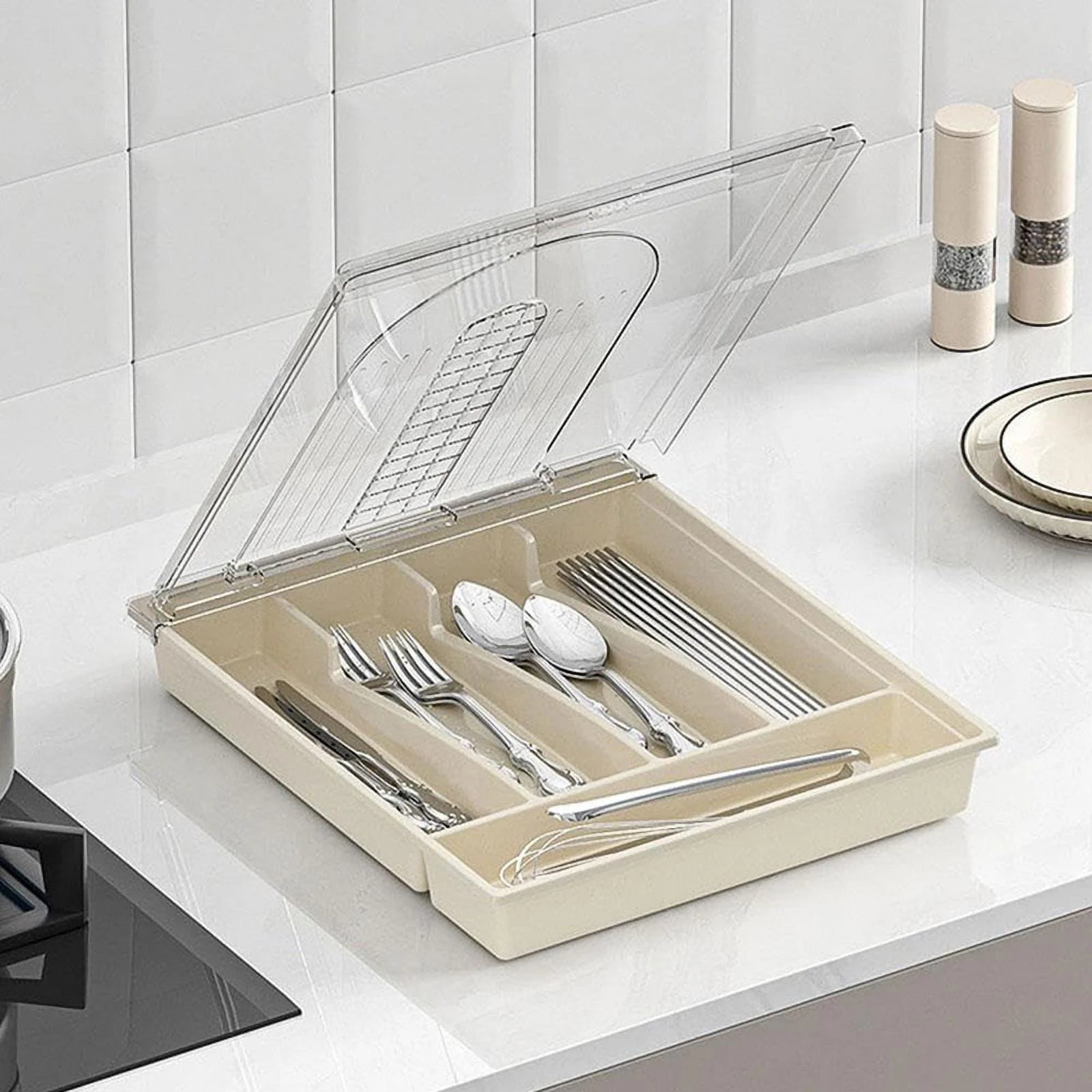Plastic Cutlery and Flatware Storage Box with Lid D973080
