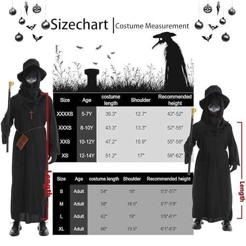 Plague Doctor Costume Set 8 in 1 Halloween Costumes Plague Doctor Mask Outfit U5879