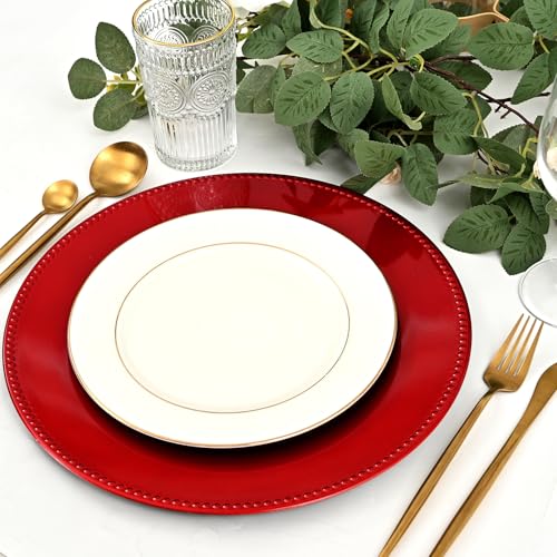 24 Pcs Gold 13" Round Beaded Plastic Charger Plates J325