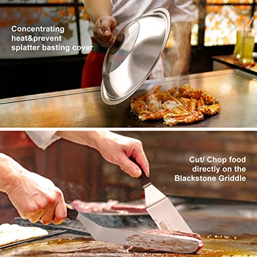 14pcs Flat Top Grill Accessories Set with Spatulas, Basting Cover, Scraper, Tongs A128686