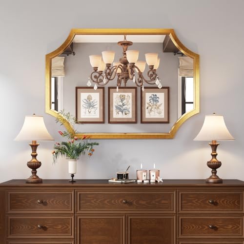 Large Gold Scalloped Framed Bathroom Mirror O973951
