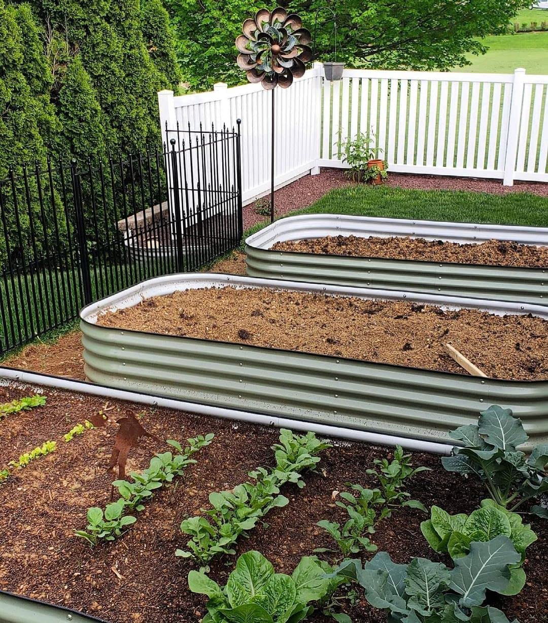 17" 10 in 1 Modular Metal Raised Gardening Bed Olive Green K70118