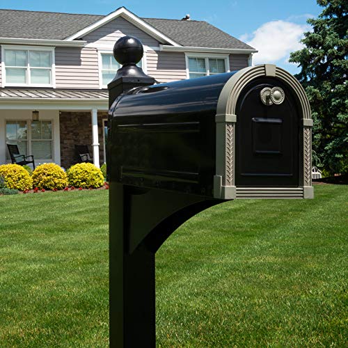 Black Aluminum Mailbox Post and Galvanized Steel Post-Mount Mailbox C3551