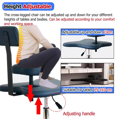 White Ergonomic Cross Legged Office Chair with Wheels K863