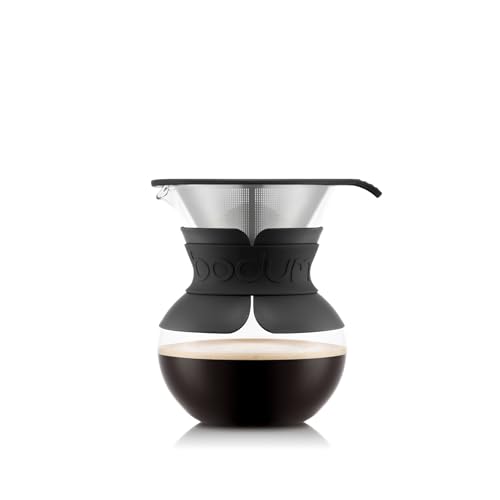 17oz Pour Over Coffee Maker with Reusable Stainless Steel Filter and Black Sleeve I4590