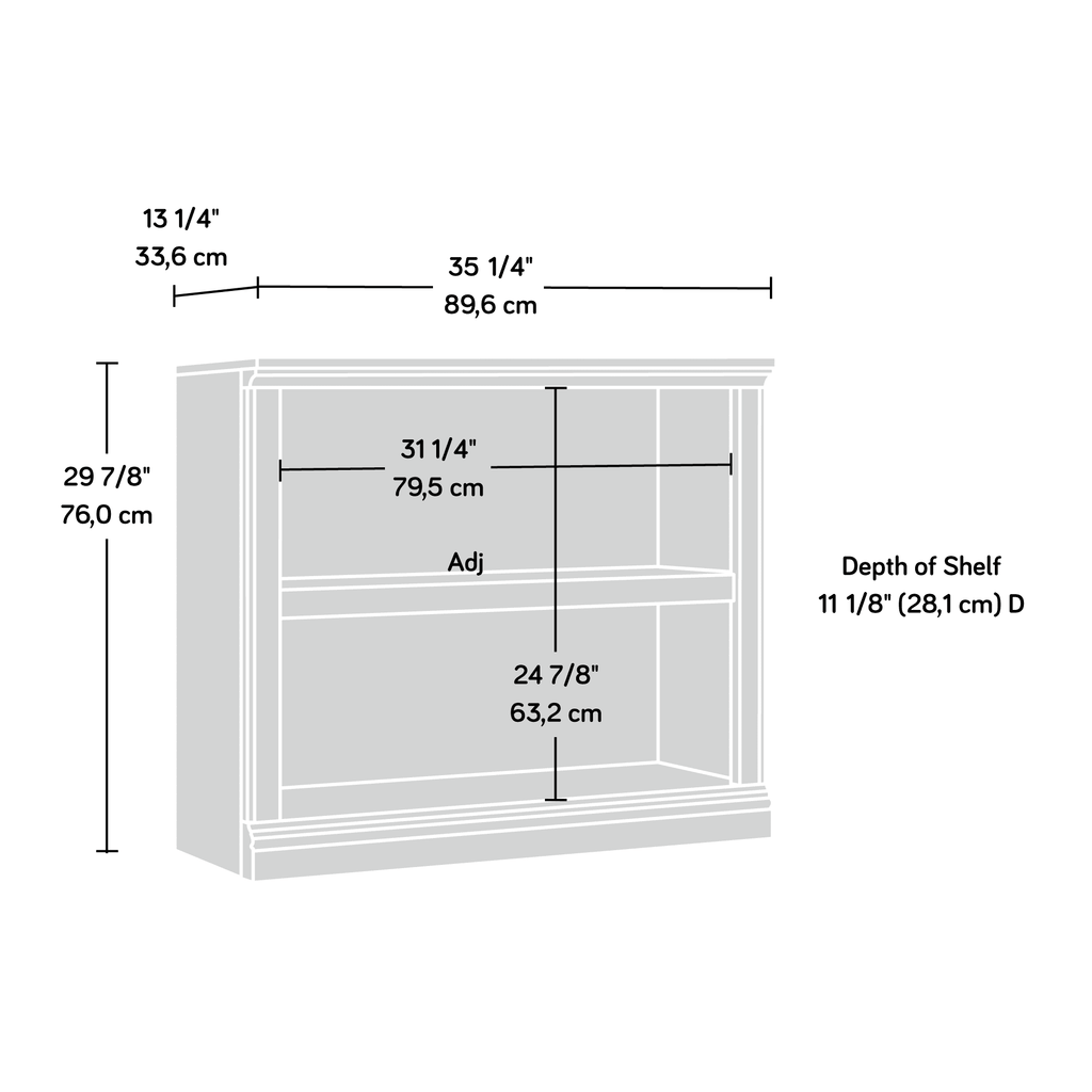 Oiled Oak Finish 2-Shelf Bookcase C5297