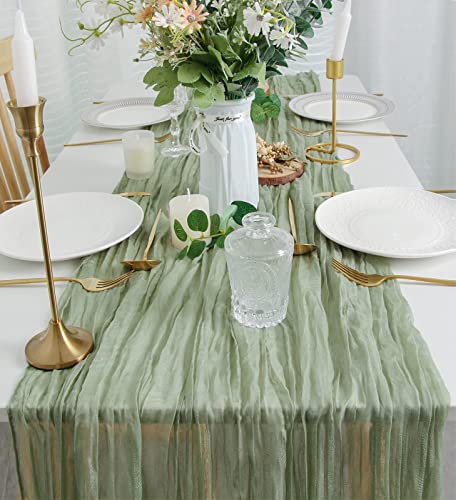 3 Pack Dusty Blue Gauze Table Runner 35x120 Inches M72517