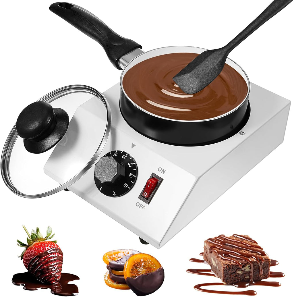 Chocolate Boiler Pot Electric Heating Chocolate Melting Tempering Machine with 1 Silicone Spatula Aluminum Boiler C57444