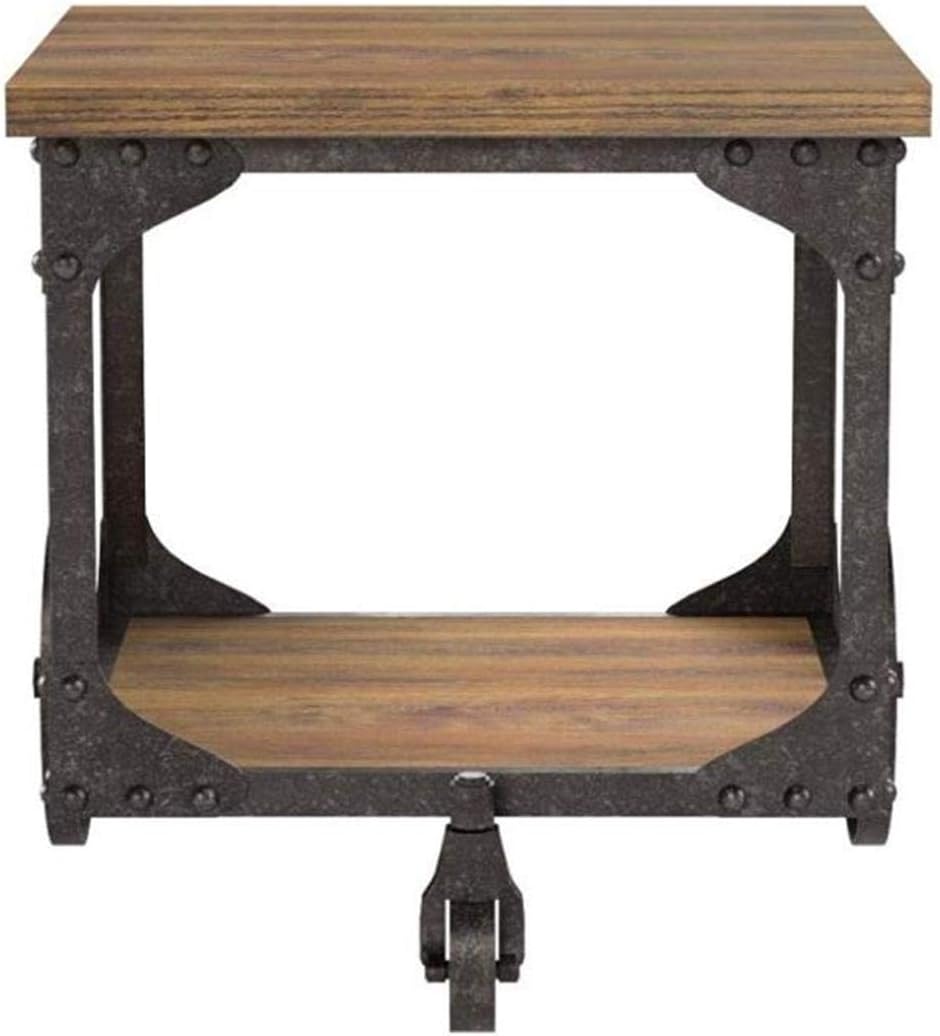 Rustic Brown End Table with Casters G655070