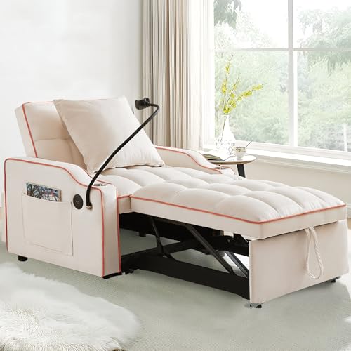 Black Velvet Convertible Single Sleeper Sofa with 3 Level Adjustable Backrest O386