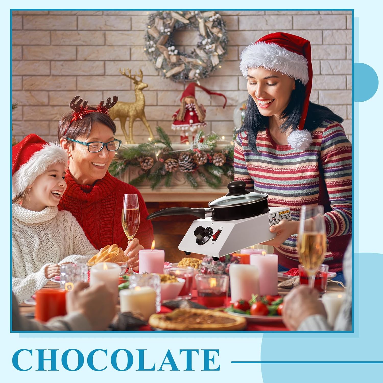 Chocolate Boiler Pot Electric Heating Chocolate Melting Tempering Machine with 1 Silicone Spatula Aluminum Boiler C57444