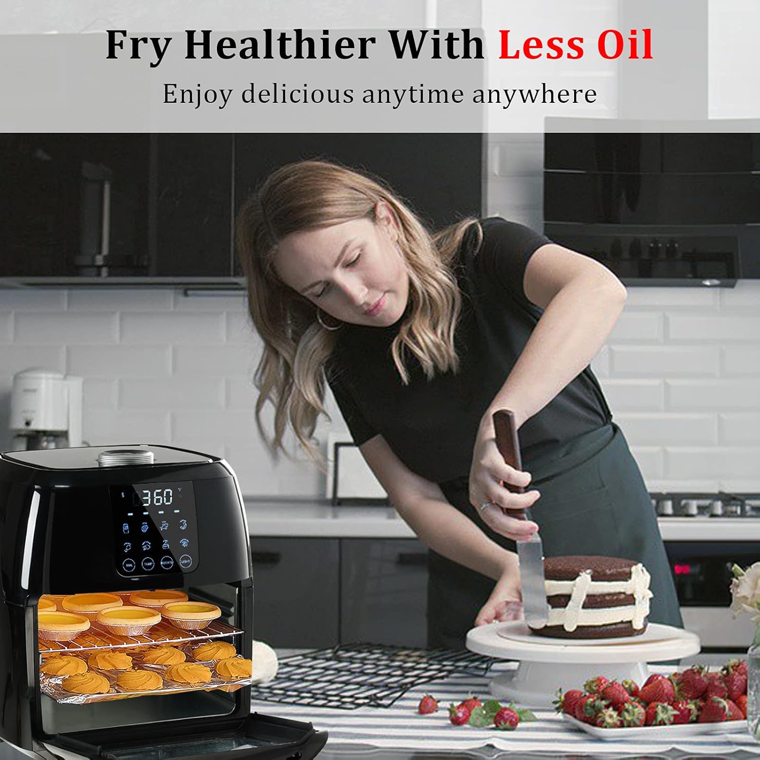 12.7-Quarts 1700W Electric Air Fryer Oven with Rotisserie V558