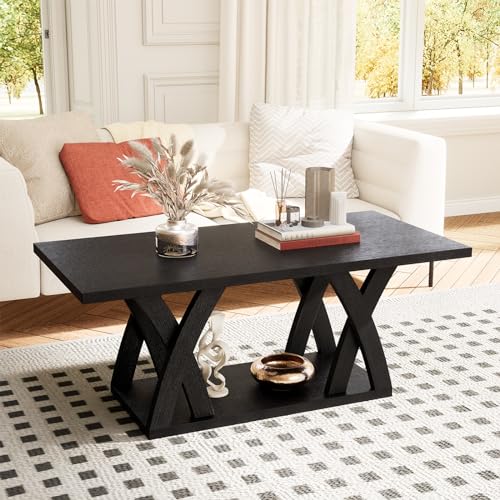 Dark Brown Wood Coffee Table with Shelf D59076