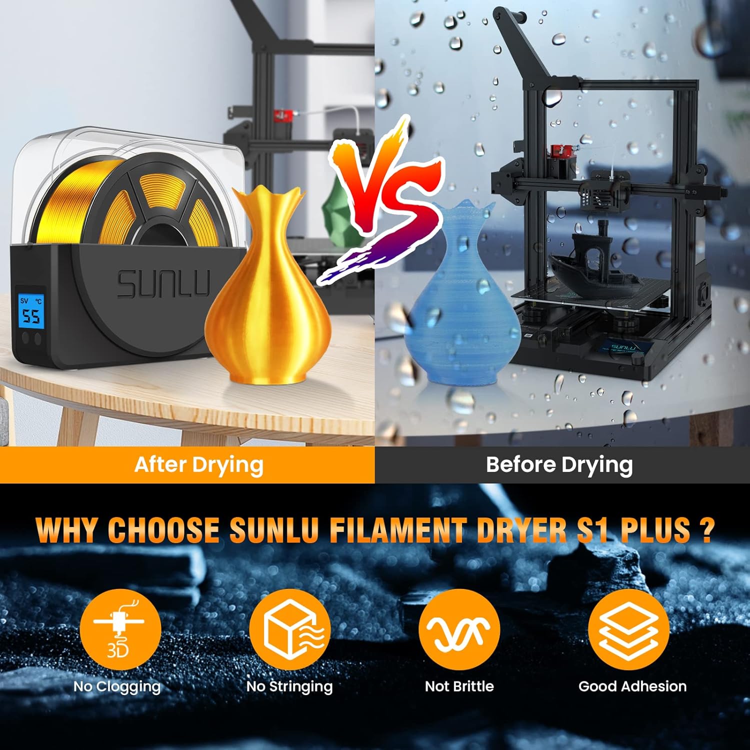 Black Filament Dryer Box Compatible with PLA PETG ABS P431