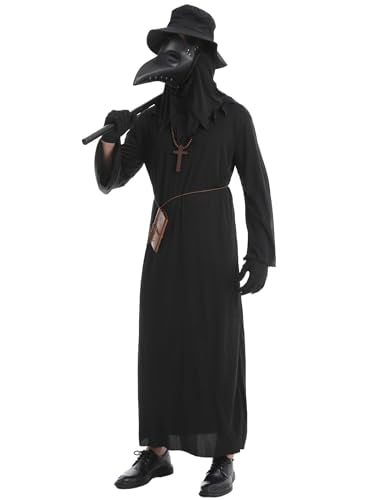 Plague Doctor Costume Set 8 in 1 Halloween Costumes Plague Doctor Mask Outfit U5879