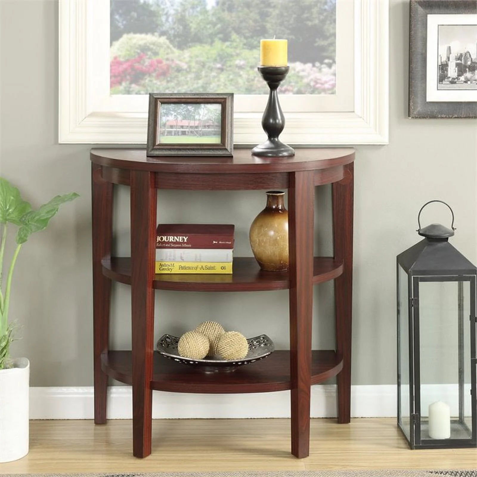 2 Shelf Console Table in Mahogany Q73879
