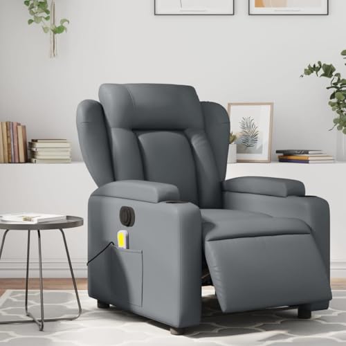 Gray Faux Leather Electric Massage Recliner Chair W80774