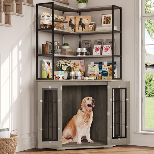 Large Dog Crate Furniture with Double Doors U696