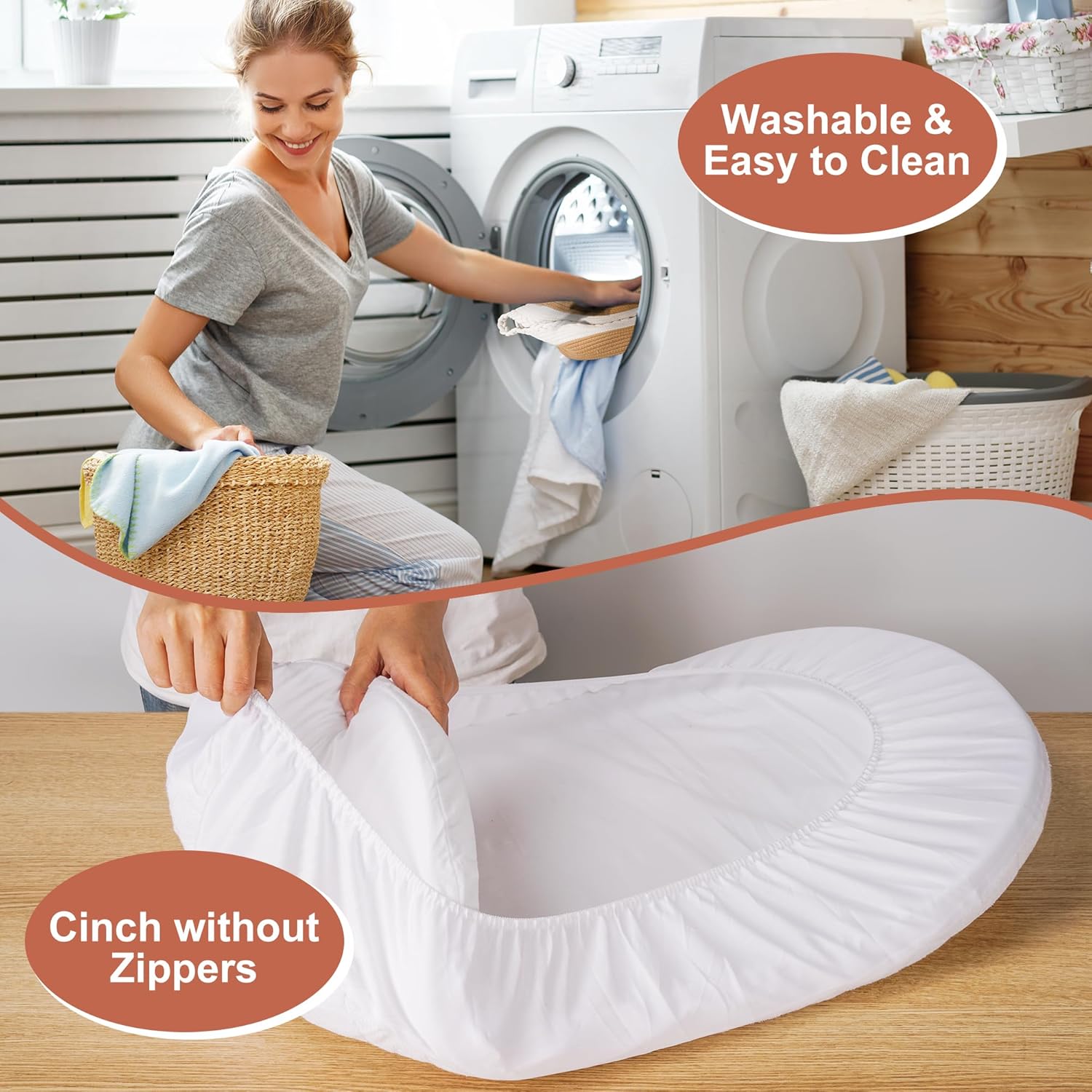 Foam Basket Pad with Washable Waterproof Pad Covers S79652