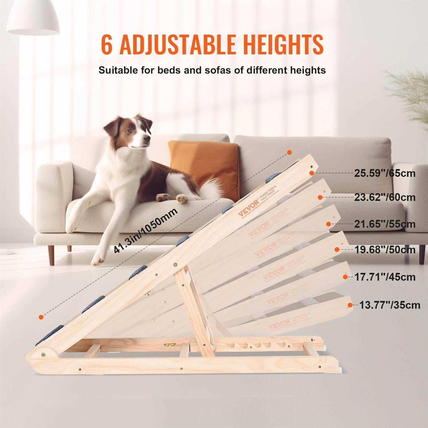 Folding Adjustable Dog Ramp for Bed O624