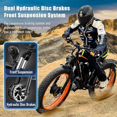 52V 23AH 2000W 21-Speed 35MPH 26" x 4.0 Fat Tire Electric Bike with Removable Battery F24440